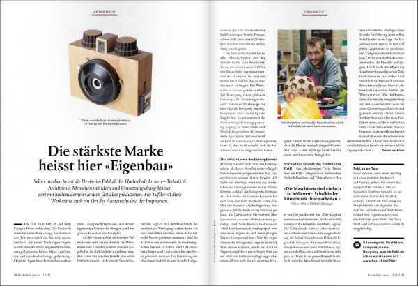 Read more about the article Das FabLab im Magazin der Hochschule Luzern